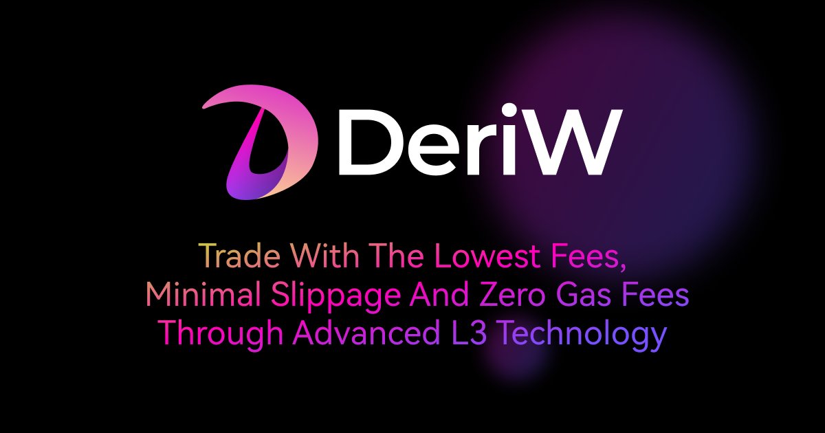 TokenizedAssets's tweet card. Revolutionize your trading strategy with DeriW, a decentralized perpetual exchange. Enjoy zero gas fees, fast transactions, and a user-friendly interface.