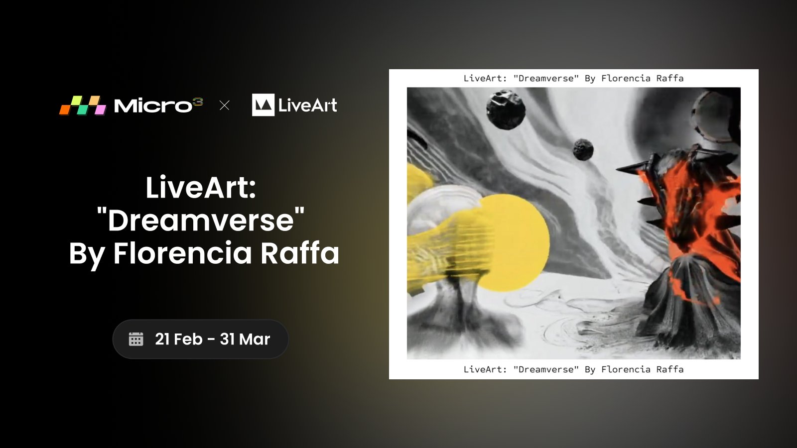 alergueztux's tweet card. LiveArt, backed by Animoca, Binance Labs, Hashkey, and OKX, is the global Web3 platform leading in bringing the $2 Trillion Dollar Art Asset Class to Web3. Join the Collection Hunt to earn more...