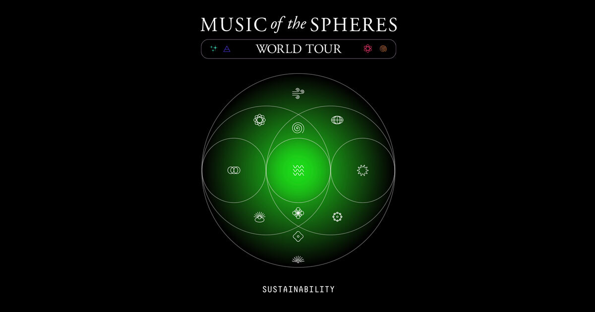 GlobalTechAdv's tweet card. We are making our Music Of The Spheres Tour as sustainable and low-carbon as possible, guided by three key principles: