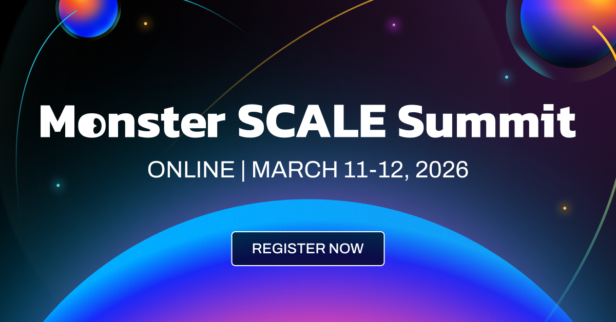 DevworkRr's tweet card. Monster Scale Summit is a highly technical conference on extreme scale engineering and data-intensive applications.