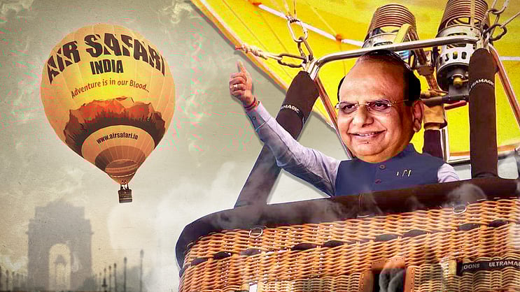 MnshaP's tweet card. Last year, L-G slammed Delhi govt over pollution. This time, he is in a balloon
