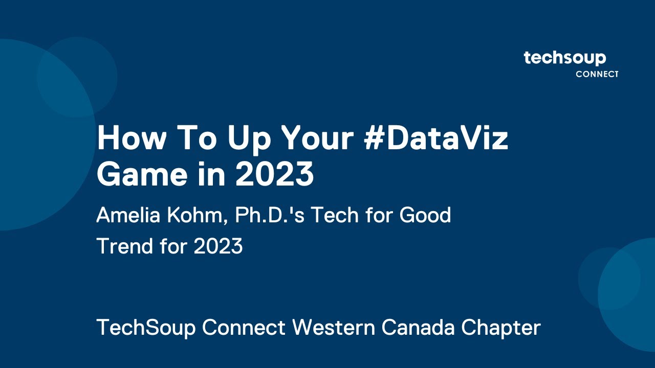 TechSoupConnect's tweet card. How to up your #DataViz game in 2023 ,with Amelia Kohm, PhD.