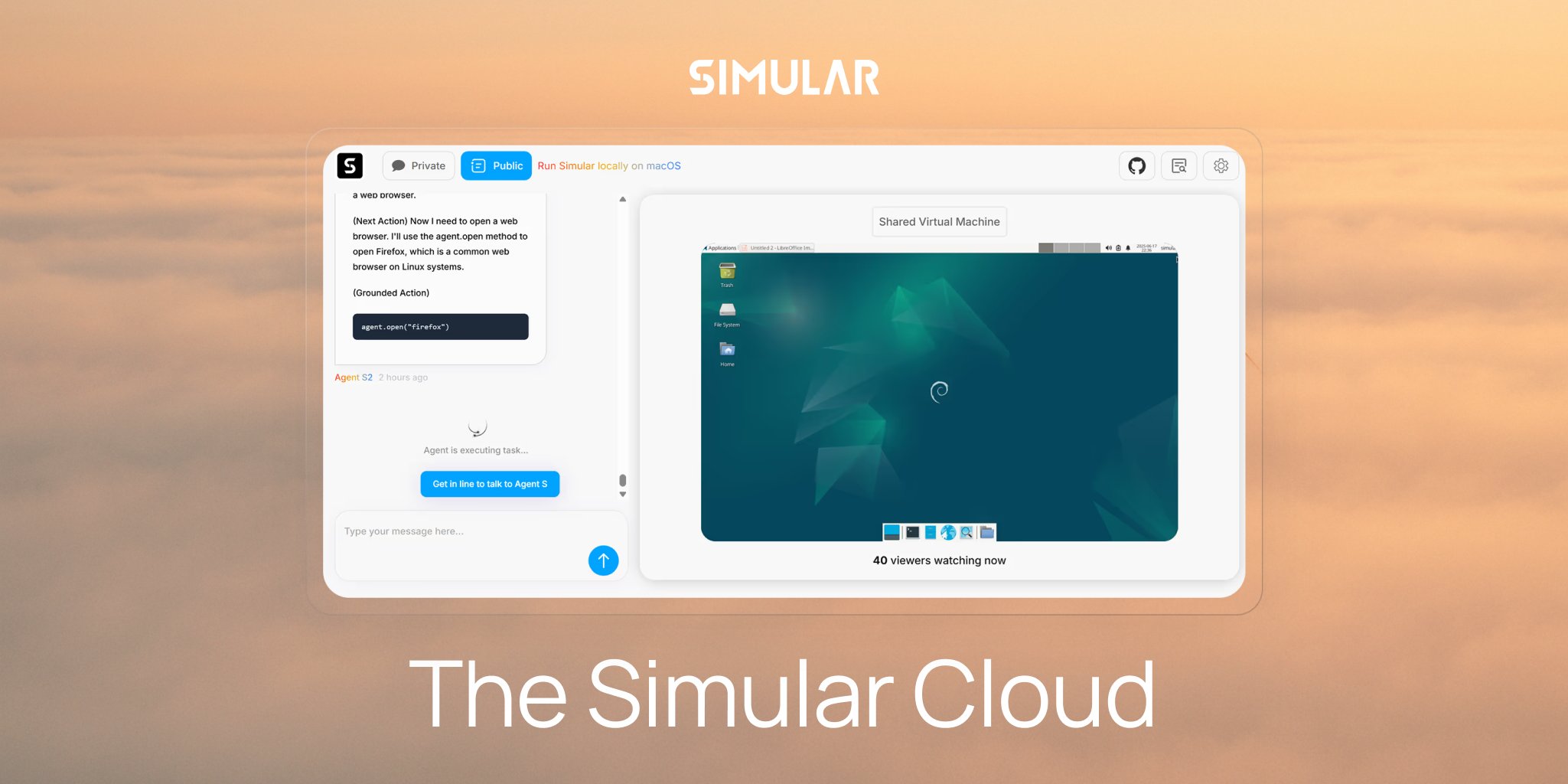AmitXAi's tweet card. Your personal autonomous computers on the cloud, powered by Agent S, the industry-leading open source computer use agent.