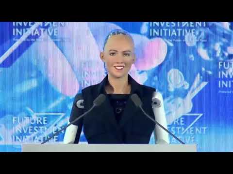 RazorRobotics's tweet card. Robot Sophia speaks at Saudi Arabia's Future Investment Initiative