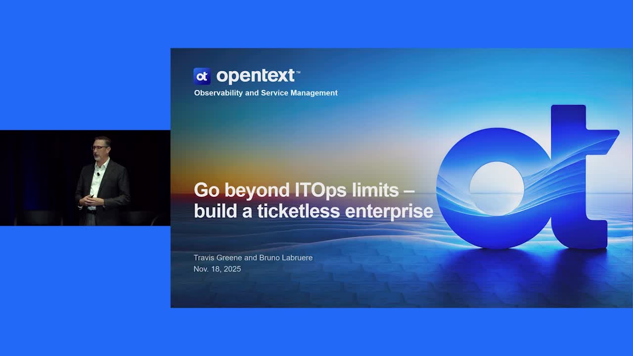 OpenText_ITOPs's tweet card. Service Management and Observability keynote: Go beyond ITOps limits