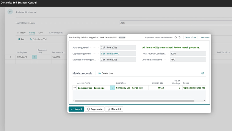 prismanuernberg's tweet card. In der aktuellen Business Central Version lassen sich demnächst Gasemissionen in Nachhaltigkeitserfassungen mit Copilot vorschlagen.