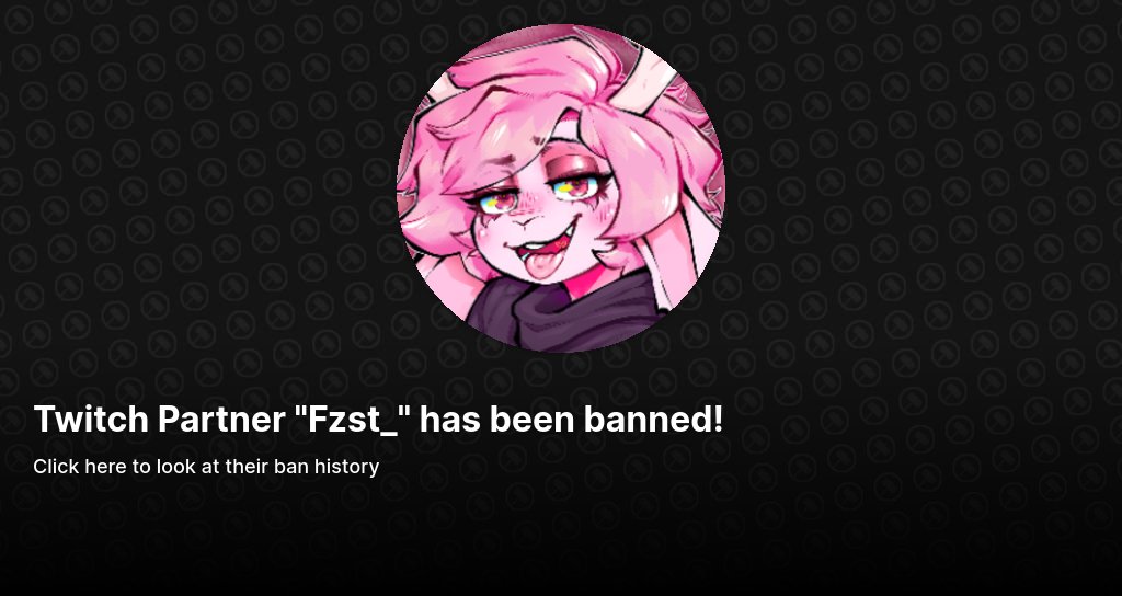 StreamerBans's tweet card. Look at the ban history for the Twitch streamer Fzst_
