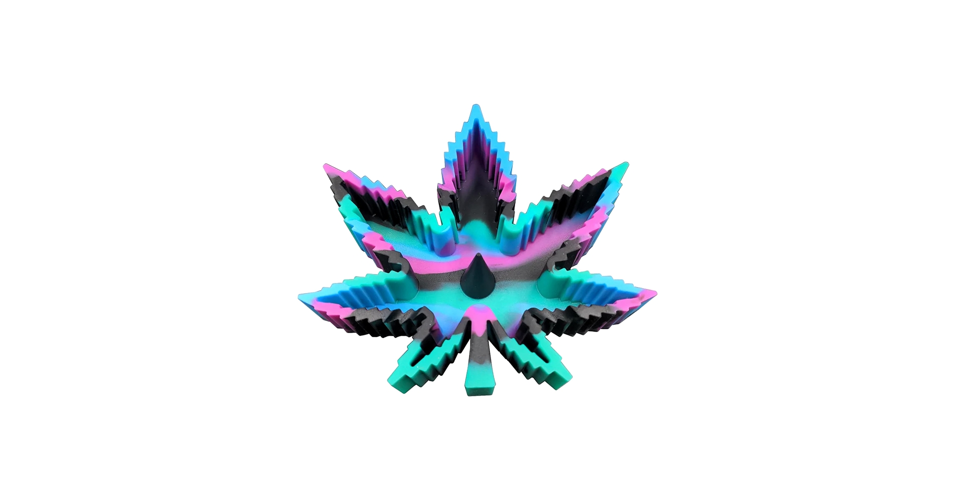 AlienKush_HQ's tweet card. Cenicero en forma de hoja de marihuana de silicona tie dye