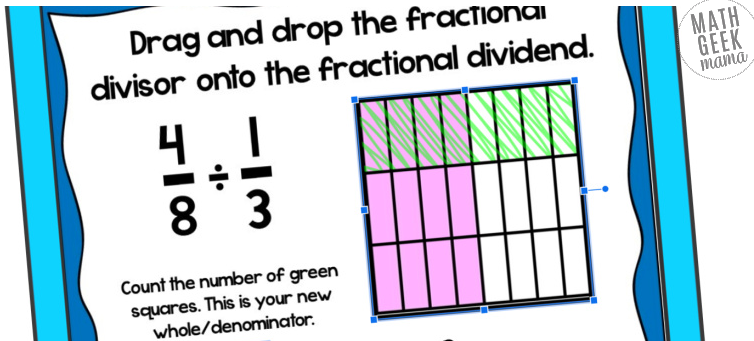 mathgeekmama's tweet card. Help your students build understanding & increase retention with this FREE digital activity to teach dividing fractions.