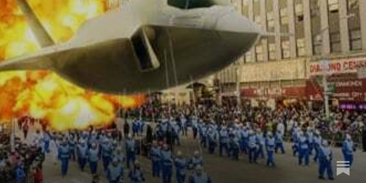 DuffelBlog's tweet card. NEW YORK — The military's fleet of ceremonial F-35 floats has been temporarily grounded after one of the vehicles exploded during the Macy's Thanksgiving Day Parade, destroying nearly an entire city...