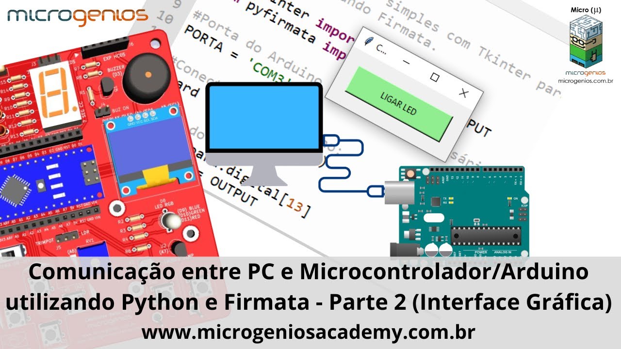 microgenios's tweet card. Comunicação PC - Microcontrolador/Arduino utilizando #Python #Firmata...