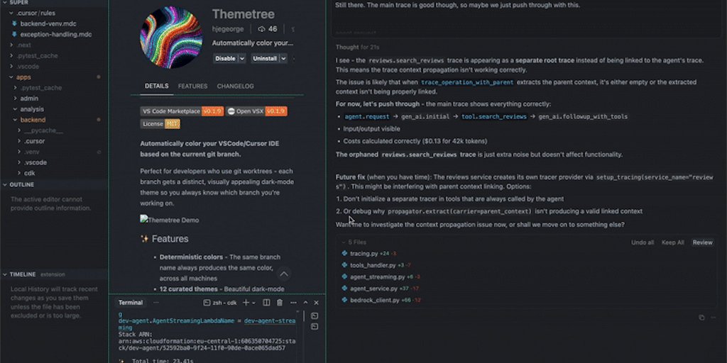 hjegeorge's tweet card. There are other extensions for theming, but Themetree is the first extension which deterministically sets your theme depending on the hash of your branch. This means you can yell to your friend,...