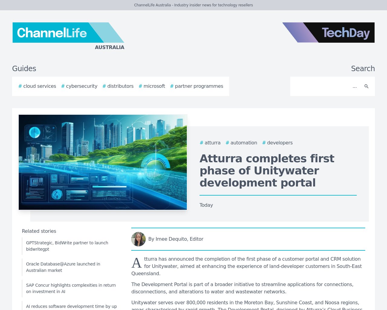 managetech_inc's tweet card. AtturraがUnitywater向けの顧客ポータルとCRMソリューションの第一フェーズを完了 南東クイーン