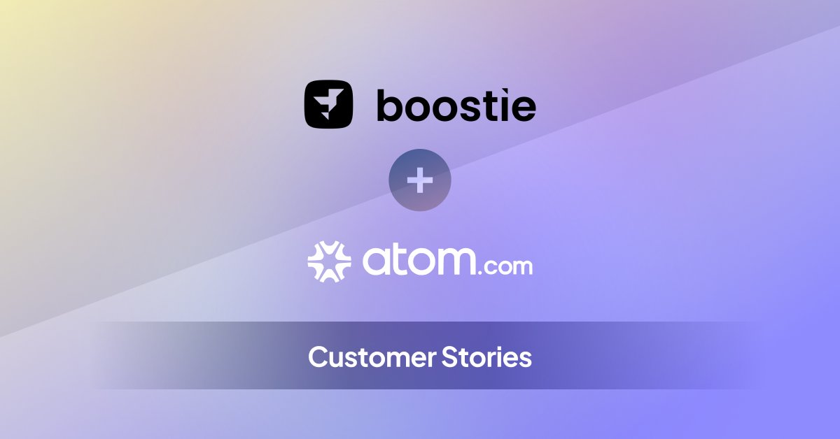 atomHQ's tweet card. “It’s just fun building on a solid domain name and seeing how the brand evolves.” — Travis Arnold, Boostie CEO