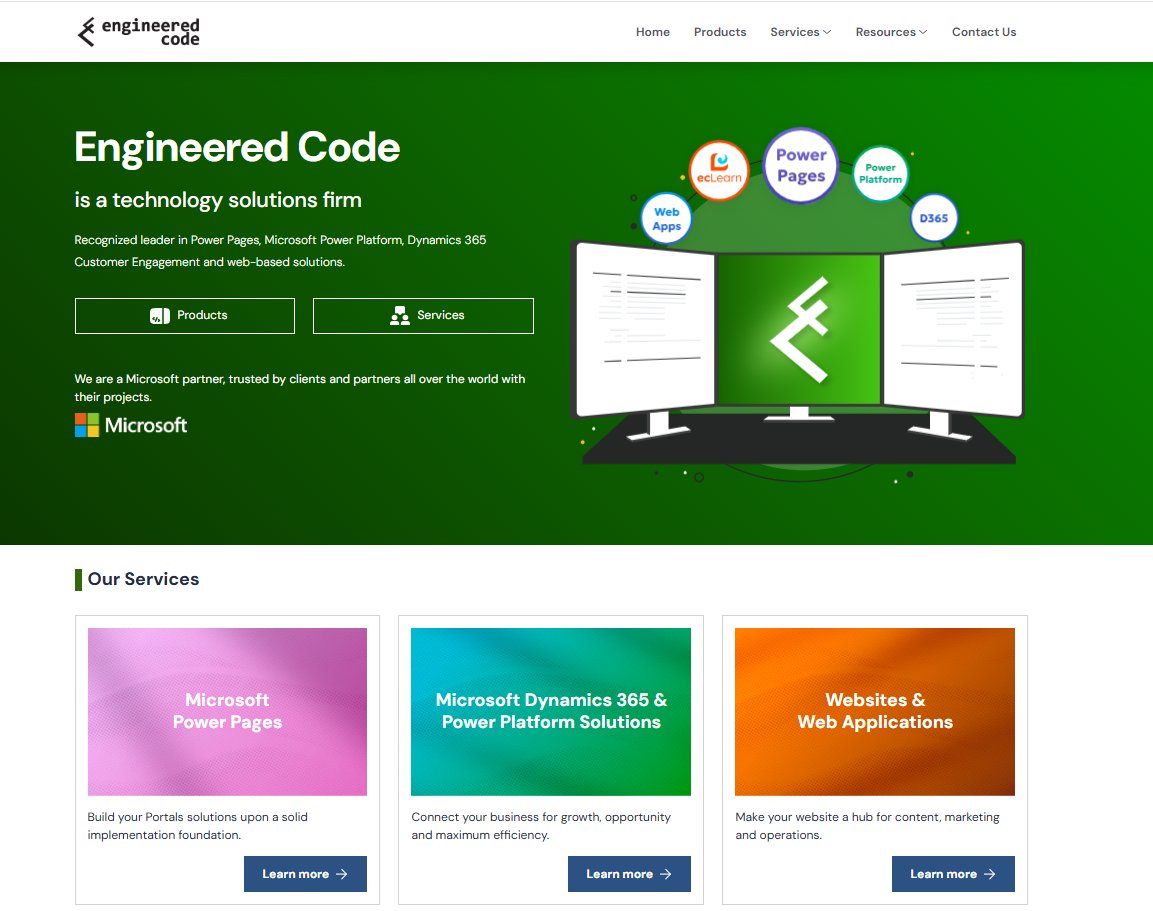 Engineered_Code's tweet card. Kickstart your Microsoft Dynamics 365 Portals solution with reliable portal implementation services from Engineered Code. Using our extensive experience, and robust 220+ point Portals Implementation...