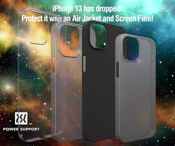 PowerSupportInt's tweet card. The classic, light, thin, Air Jacket and touch clear and anti-glare films for the iPhone 13 are now available from Power Support. Buy ONLINE NOW.