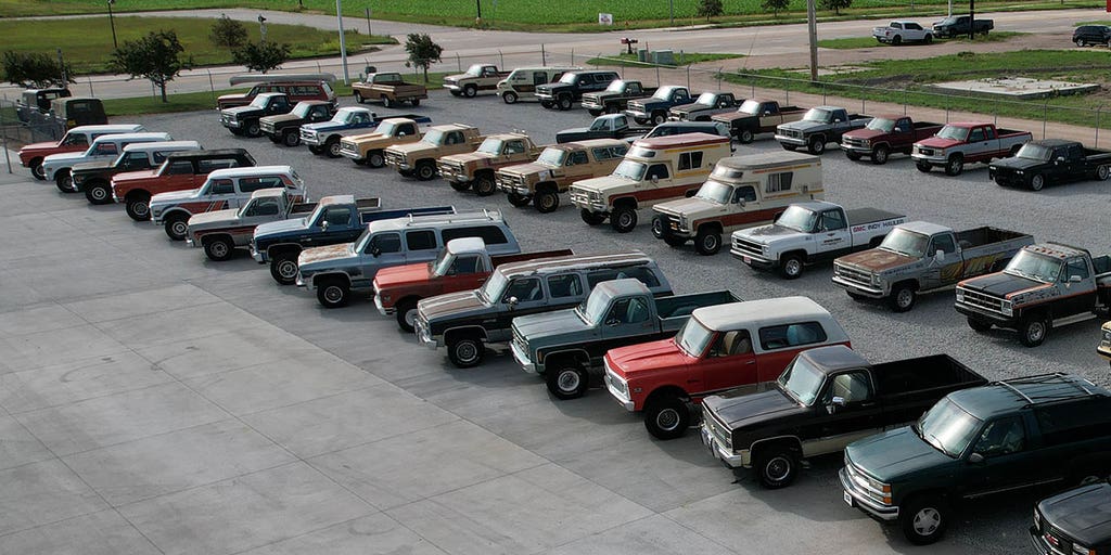 RESTOREaMUSCLEC's tweet card. The 100 Square Body Auction is a unique event focused on the 1973-1987 GM full-size lineup of pickups and SUVs that's taking place in Grand Island, Nebraska.
