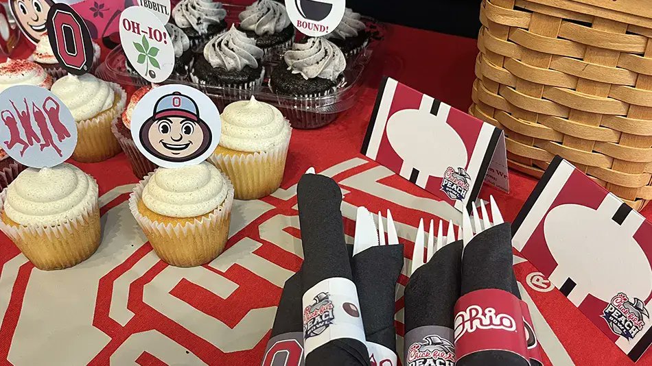 ChiOSUAlumni's tweet card. A special edition of our Tailgate Essentials Bundle to celebrate the Peach Bowl!