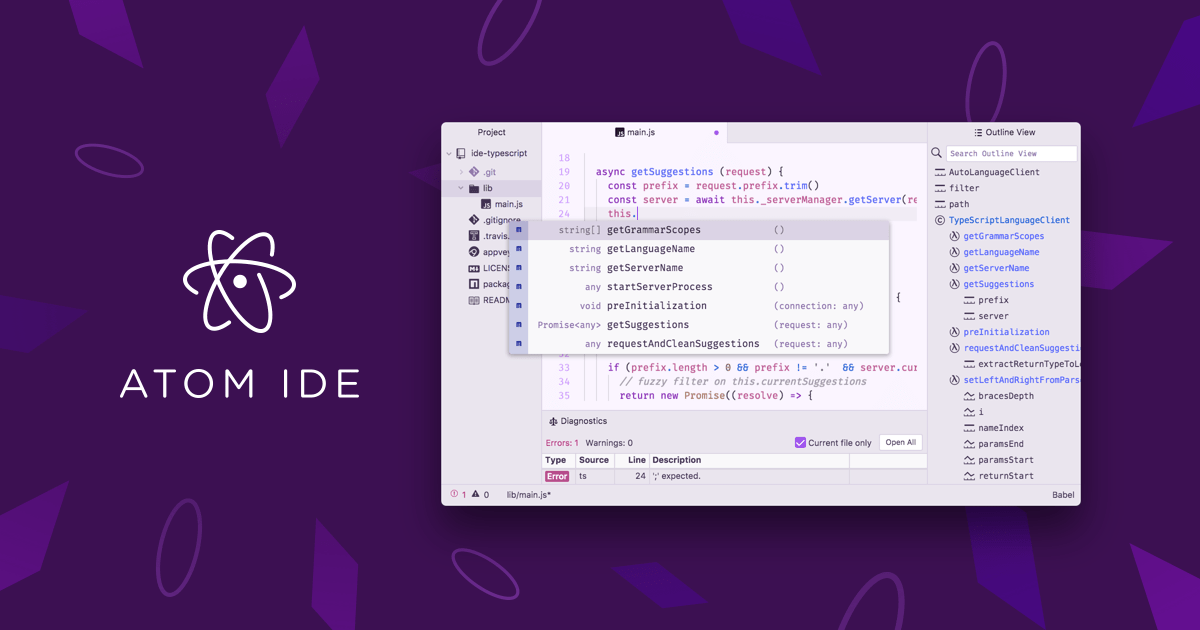 github's tweet card. In collaboration with Facebook, we’re excited to announce Atom-IDE—a set of optional packages that bring IDE-like functionality to Atom. The initial release includes smarter, context-aware auto-com...