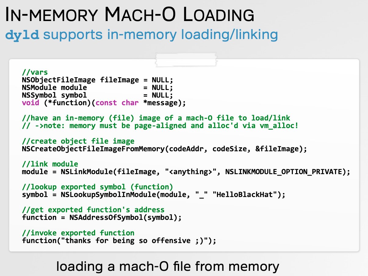 objective_see's tweet card. an implant w/ remote download & in-memory execution