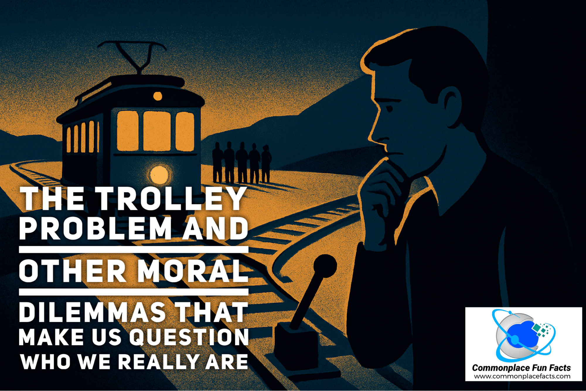 commonplacefact's tweet card. Why do we pull the lever in the trolley problem but freeze on the footbridge? Dive into the strange world of moral dilemmas and what they reveal about us. #Ethics #Philosophy #TrolleyProblem #Human...
