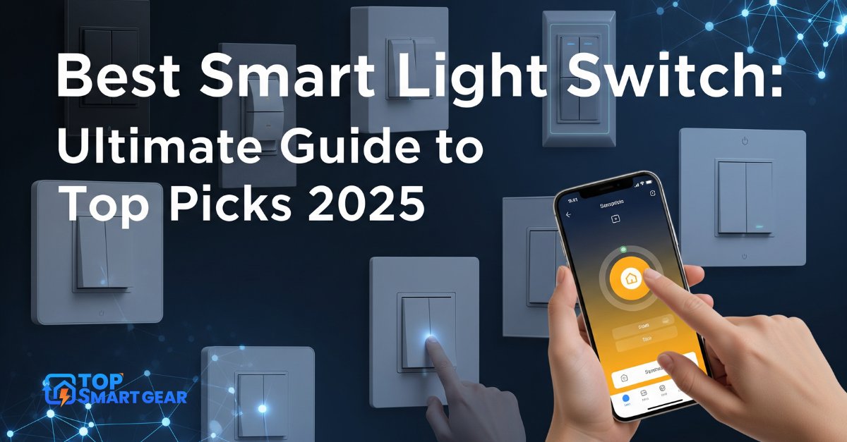 topsmartgear's tweet card. The best smart light switch controls lighting remotely, offers automation features, and integrates with smart home systems for convenience and energy savings.