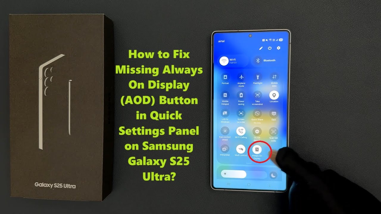 TechMeSpot's tweet card. Galaxy S25 Ultra: How to Fix Missing Always On Display (AOD) Button...
