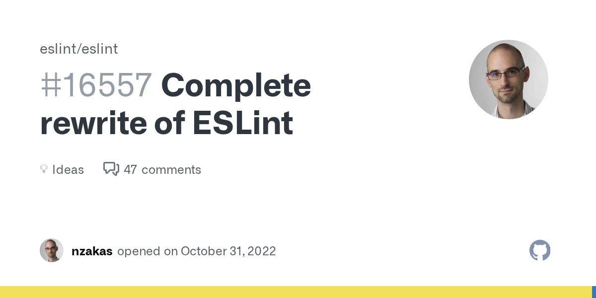 slicknet's tweet card. Introduction ESLint was first released in 2013, meaning it will be ten years old next year. During that time, the way people write JavaScript has changed dramatically and we have been using the inc...