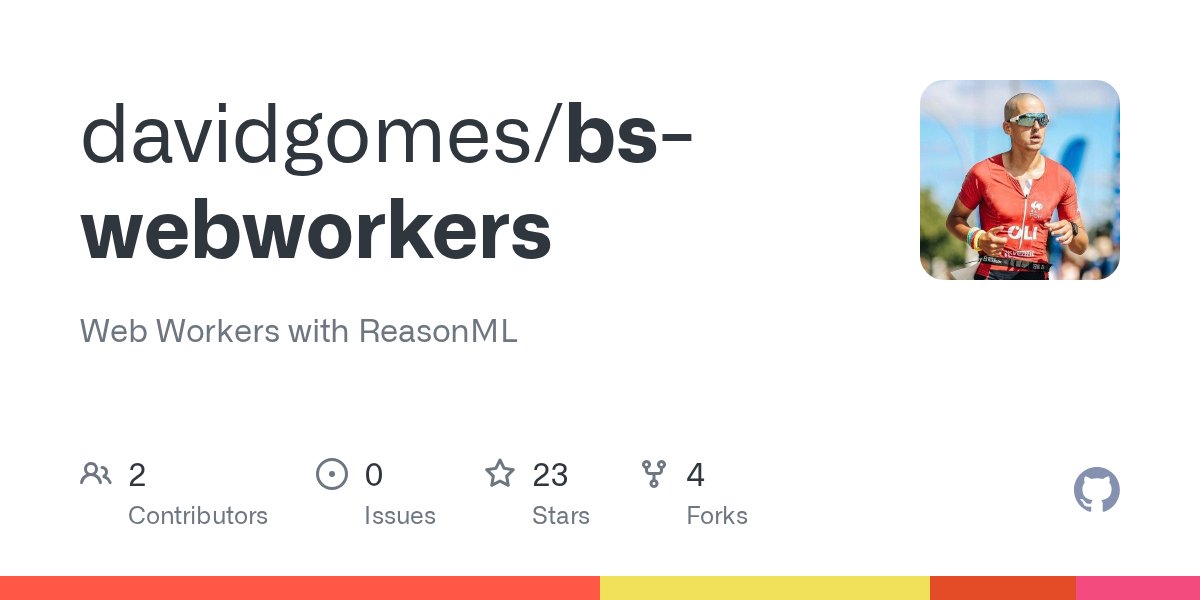 npmaddict's tweet card. Web Workers with ReasonML. Contribute to davidgomes/bs-webworkers development by creating an account on GitHub.