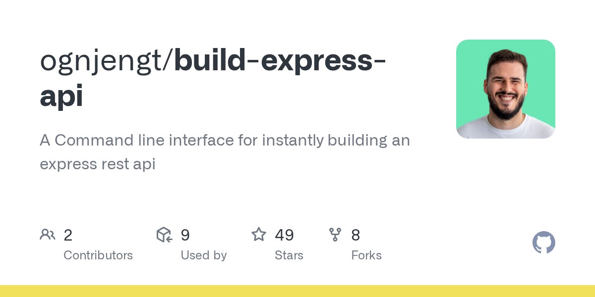 npmaddict's tweet card. A Command line interface for instantly building an express rest api - ognjengt/build-express-api