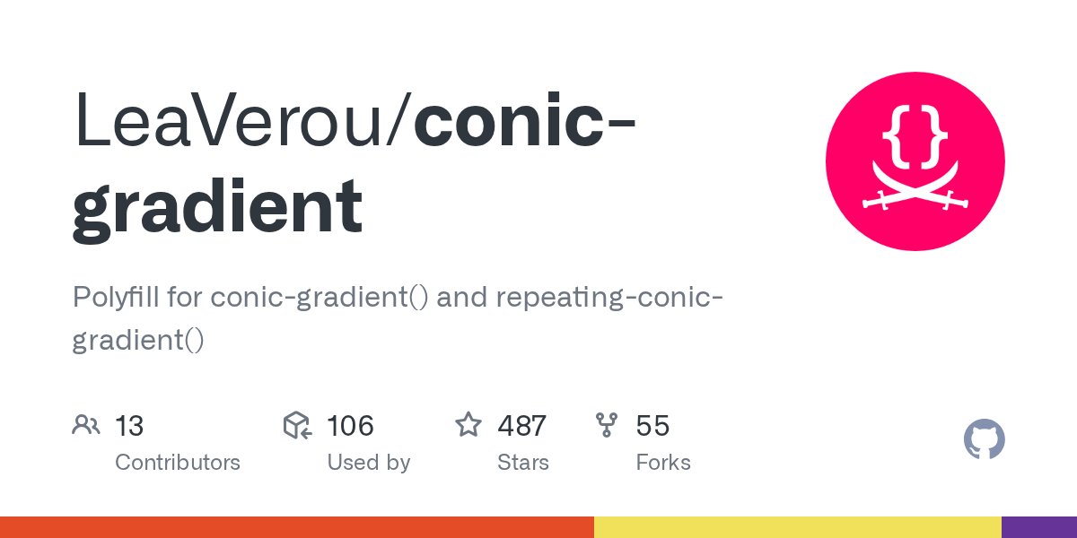 npmaddict's tweet card. Polyfill for conic-gradient() and repeating-conic-gradient() - LeaVerou/conic-gradient