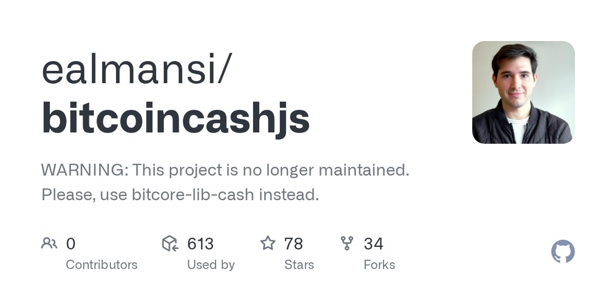 npmaddict's tweet card. WARNING: This project is no longer maintained. Please, use bitcore-lib-cash instead. - ealmansi/bitcoincashjs