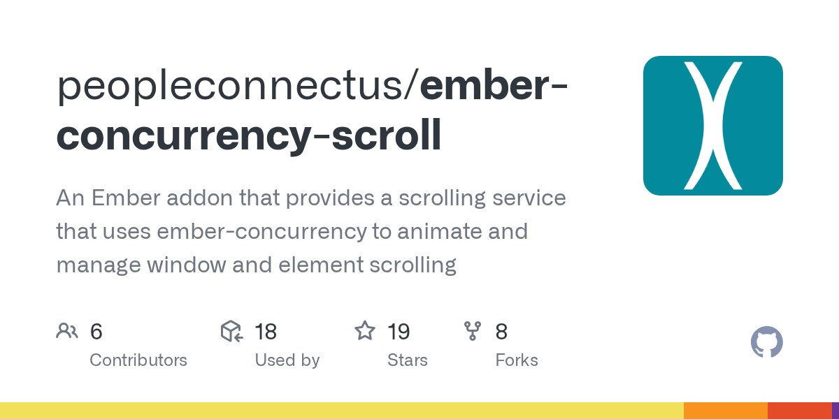 npmaddict's tweet card. An Ember addon that provides a scrolling service that uses ember-concurrency to animate and manage window and element scrolling - peopleconnectus/ember-concurrency-scroll