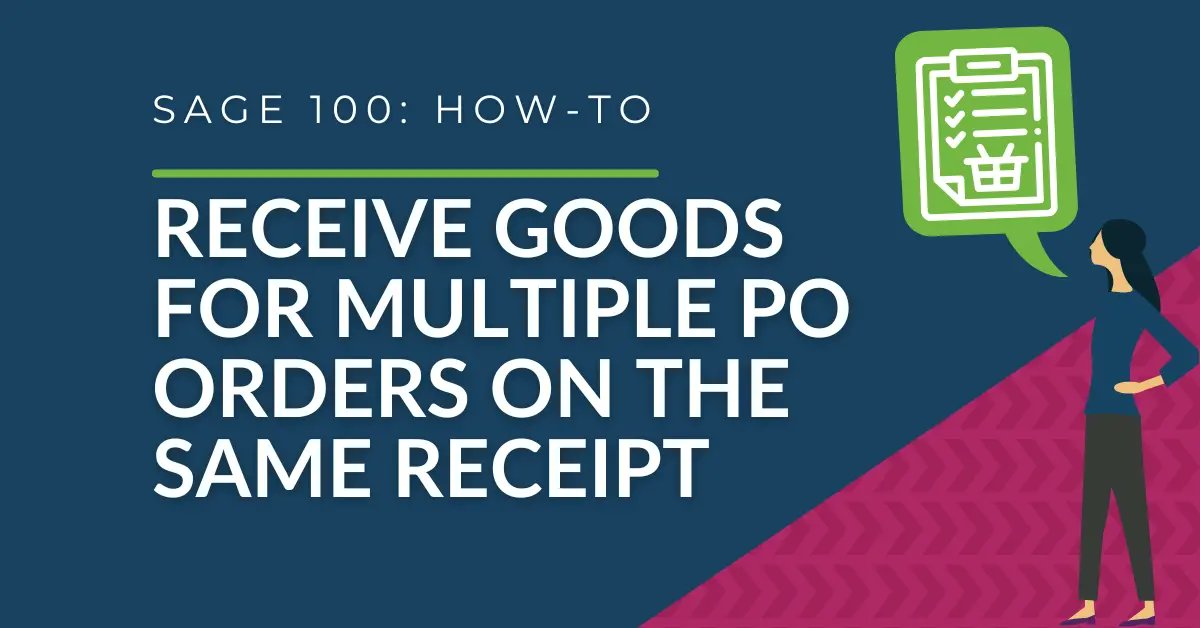 RKLeSolutions's tweet card. Learn how to efficiently receive goods for multiple purchase orders on a single receipt in Sage 100 with our step-by-step guide.