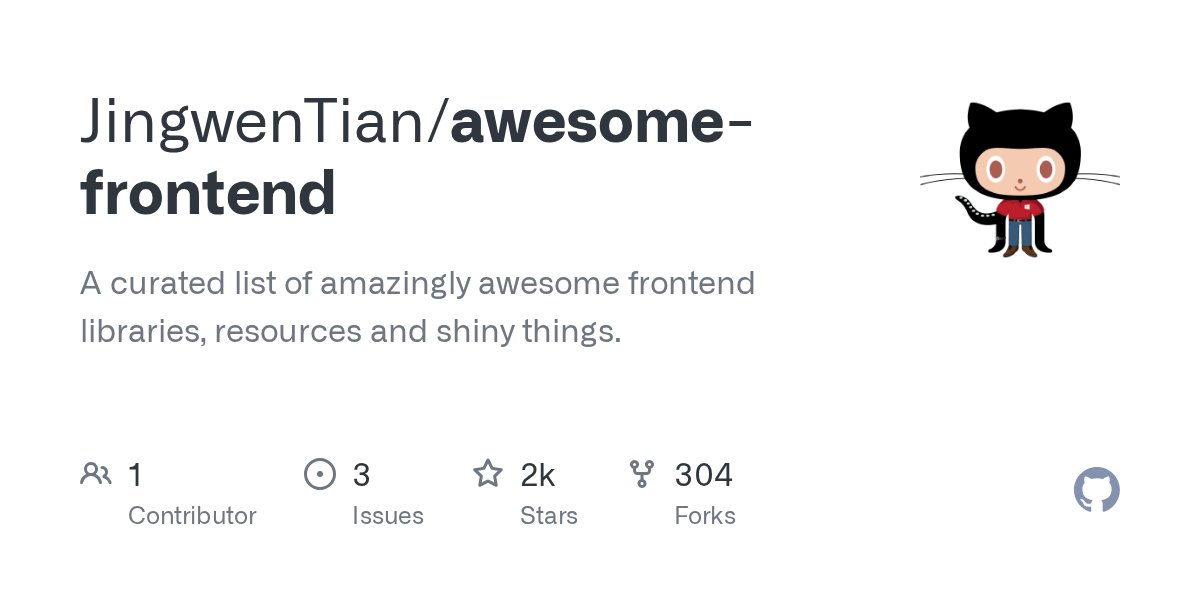 firozkhxn_'s tweet card. A curated list of amazingly awesome frontend libraries, resources and shiny things. - JingwenTian/awesome-frontend