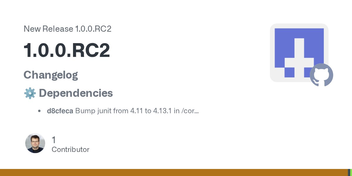 gunnarmorling's tweet card. Changelog ⚙️ Dependencies d8cfeca Bump junit from 4.11 to 4.13.1 in /core 🧰 Tasks be6d13e Releasing version 1.0.0.CR2 04db5da Preparing next development iteration 9871167 Preparing 1.0.0.RC1 re...