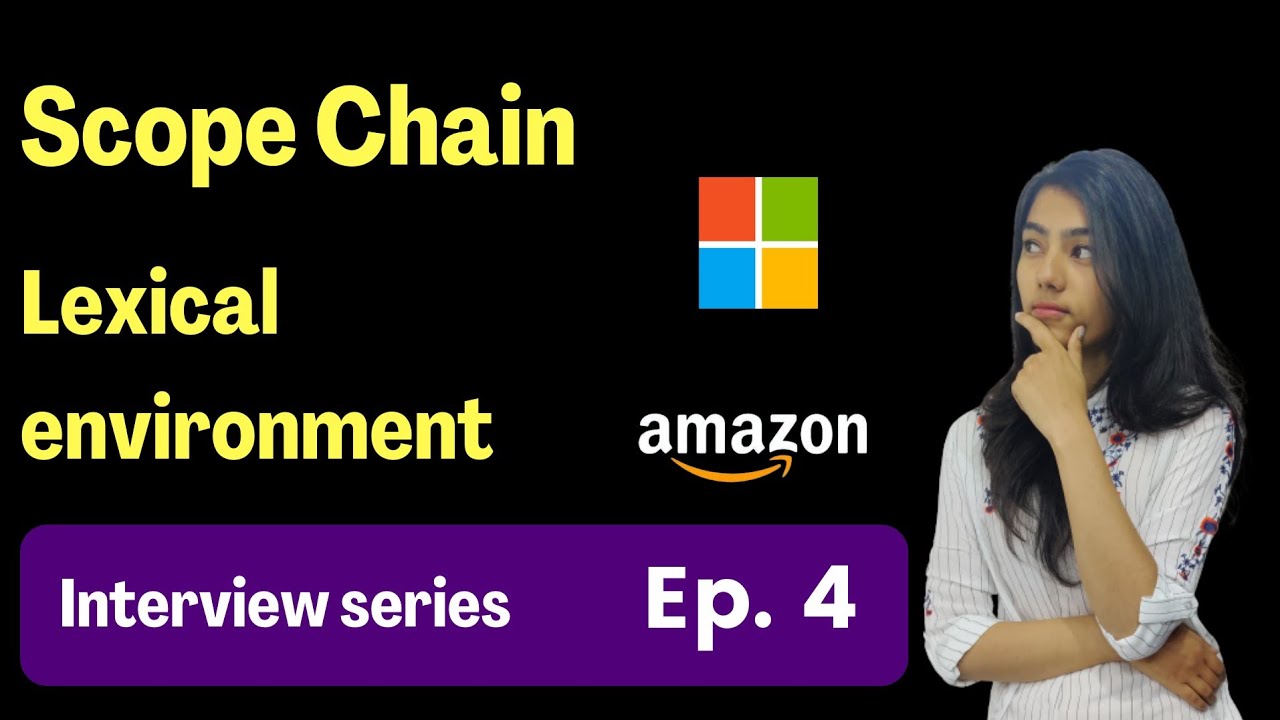 codeWithSimran's tweet card. Scope Chain | Lexical environment | Front-end interview series | Ep. 4