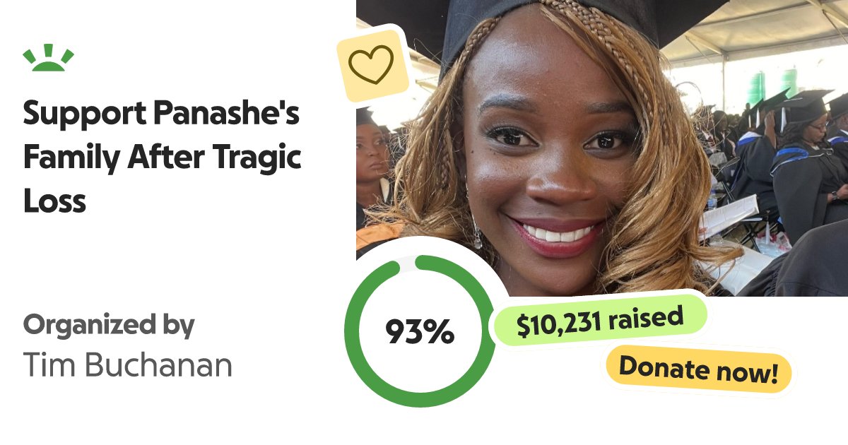 spuncounterguy's tweet card. Our niece Panashe graduated on Thursday from university. Years of hard work ha… Tim Buchanan needs your support for Support Panashe's Family After Tragic Loss