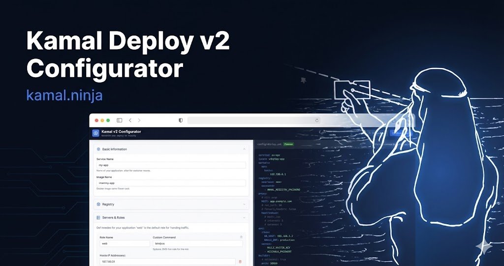 rzvme's tweet card. Visual configuration tool for Kamal v2 deployment. Generate your deploy.yml file with an intuitive UI.
