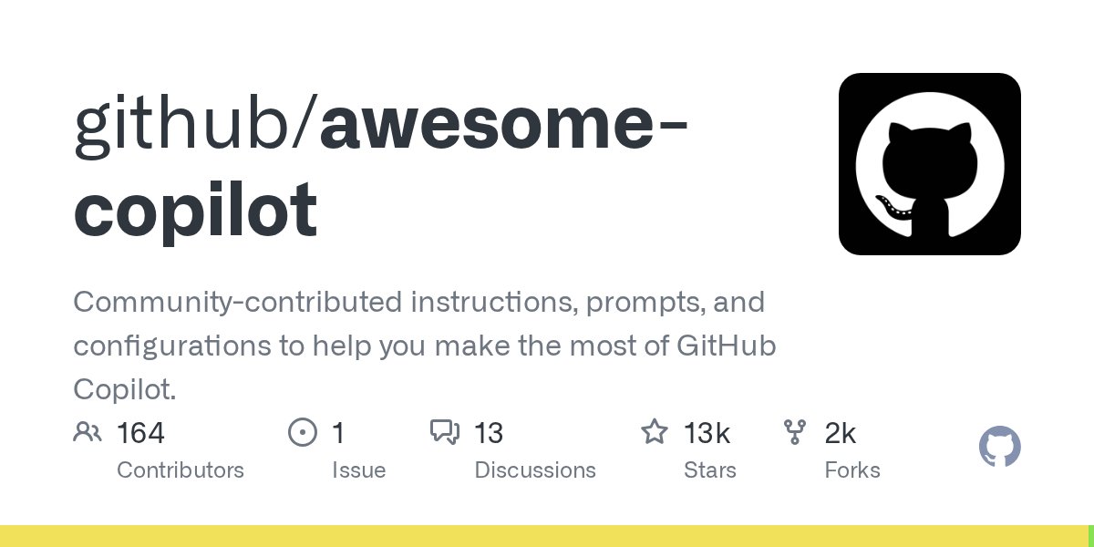 chomado's tweet card. Community-contributed instructions, prompts, and configurations to help you make the most of GitHub Copilot. - github/awesome-copilot