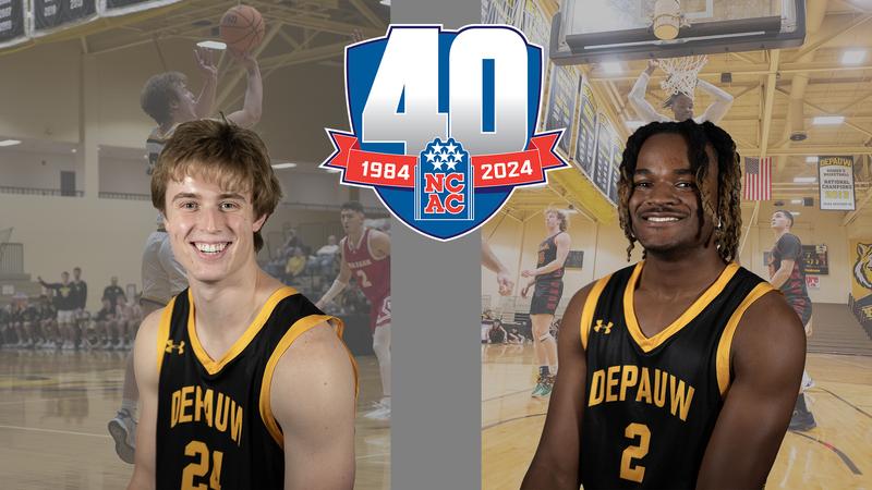DePauwAthletics's tweet card. DePauw forwards Sam Jacobs (So., Fishers, Ind./Hamilton Southeastern) and Reph Stevenson (Fr., Fishers, Ind./Hamilton Southeastern) have been chosen to the All-North Coast Athletic Conference Men's...