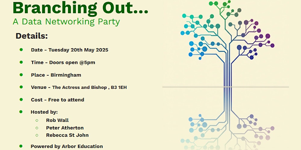DataEducator's tweet card. Education data people - come and join us at this exciting free event on May 20th from 5pm to connect, learn, and grow together!