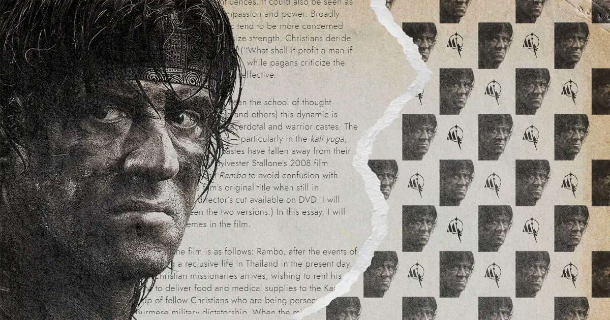 mansworldmag_'s tweet card. John Rambo & the possibility of an heroic Christianity. In this essay, I will explore several Traditionalist themes in the film.