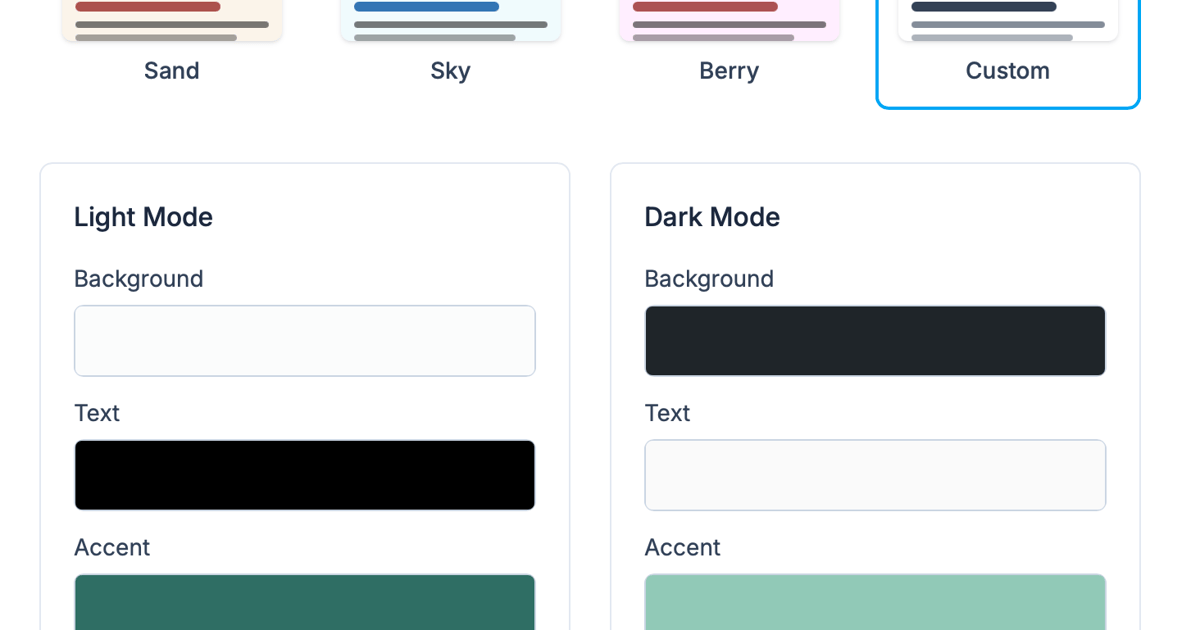 lylo's tweet card. Pagecord comes with seven curated colour schemes out of the box. From today, you can pick your own! There are three configurable colours – text colour,...