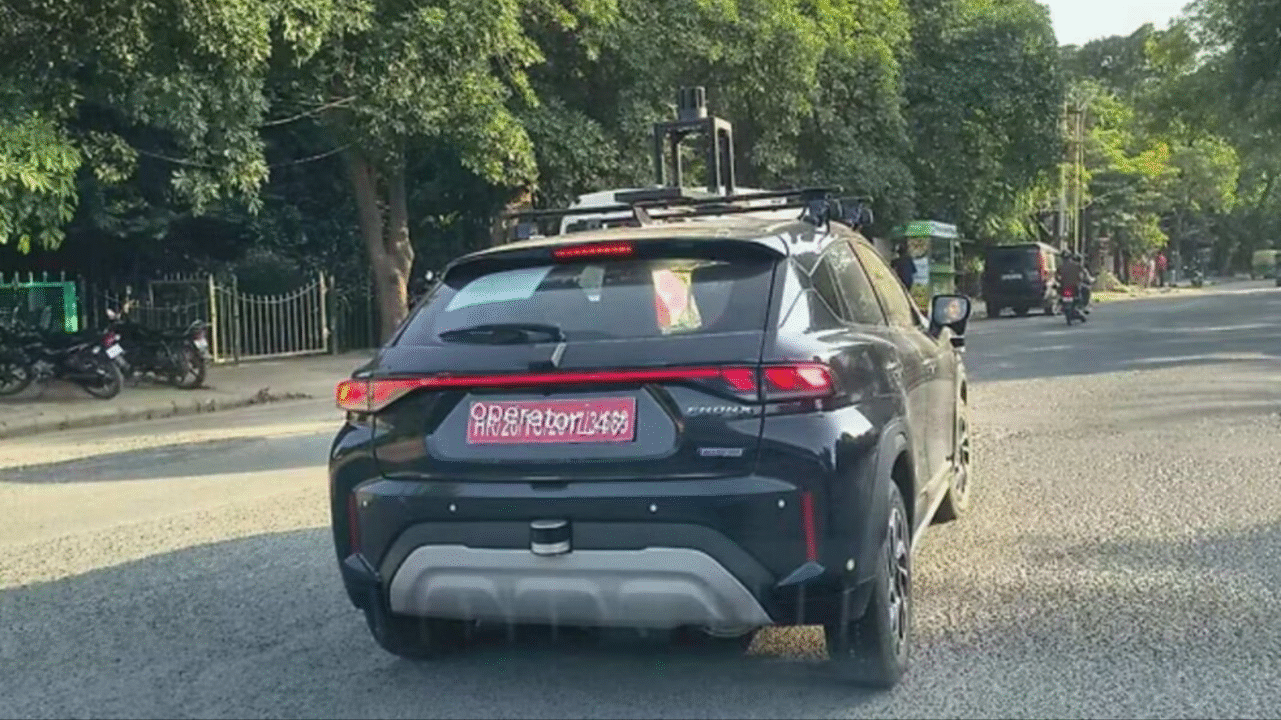 motormative's tweet card. Maruti Suzuki Fronx का नया हाइब्रिड वर्जन भारत में जल्द लॉन्च हो सकता है। हाल ही में टेस्टिंग के दौरान LiDAR सेंसर और ADAS फीचर्स देखे गए।