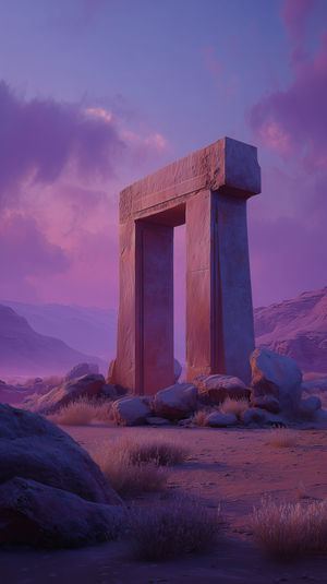 on_lockscreen's tweet card. Download this high-quality Stone Portal at Dusk wallpaper for your iPhone lock screen. Mystical stone portal stands in a purple desert at dusk, bathed in soft sunset light. Ideal 4K iPhone wallpaper...