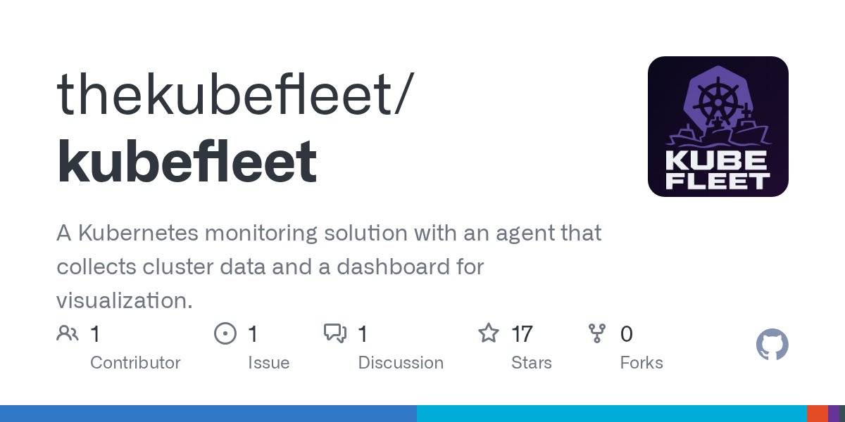 K8sArchitect's tweet card. A Kubernetes monitoring solution with an agent that collects cluster data and a dashboard for visualization. - thekubefleet/kubefleet
