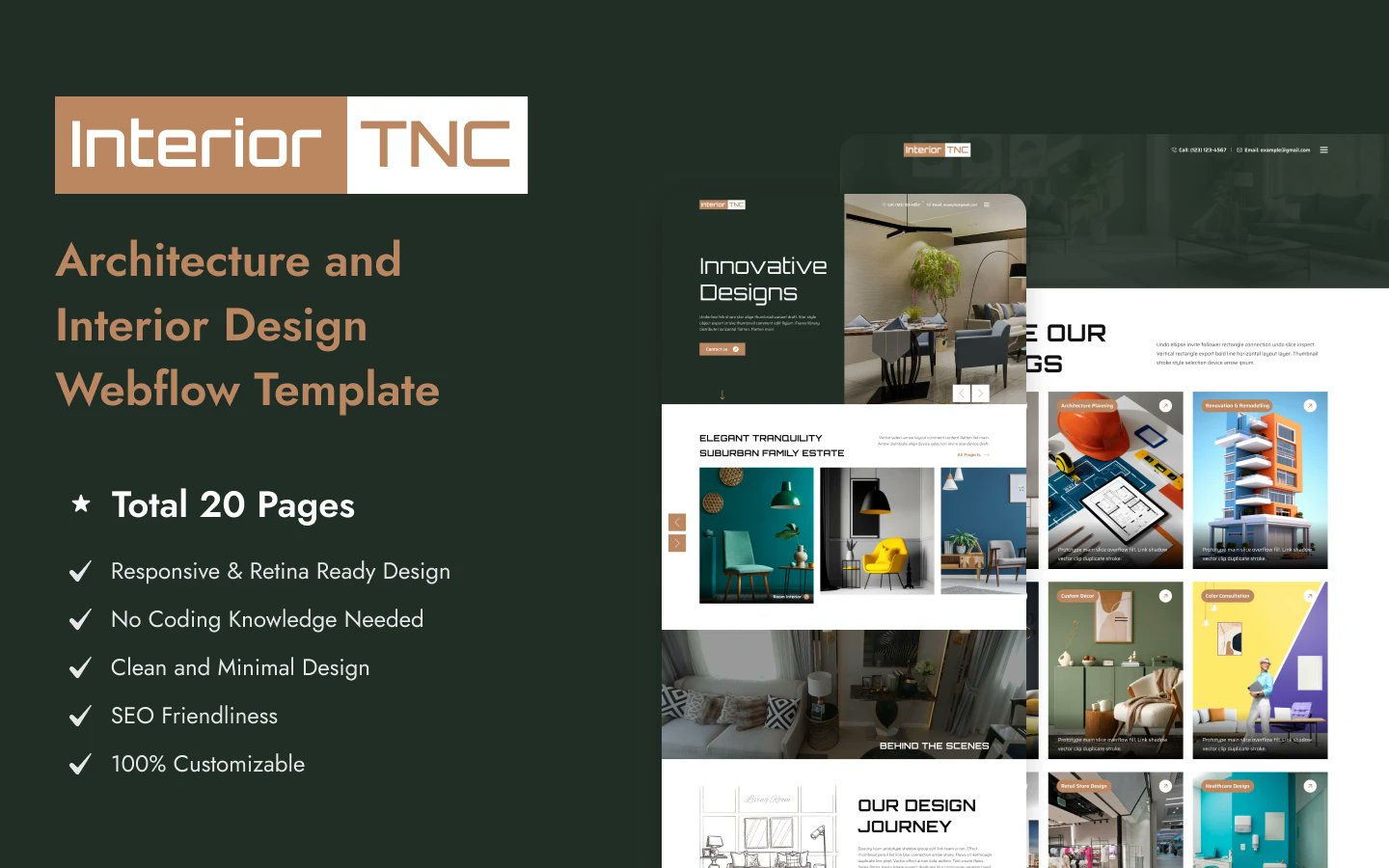 TNCFlow's tweet card. Do you have an interior design agency or architectural design firm? Introducing Interior TNC – New Webflow Interior Design Template.