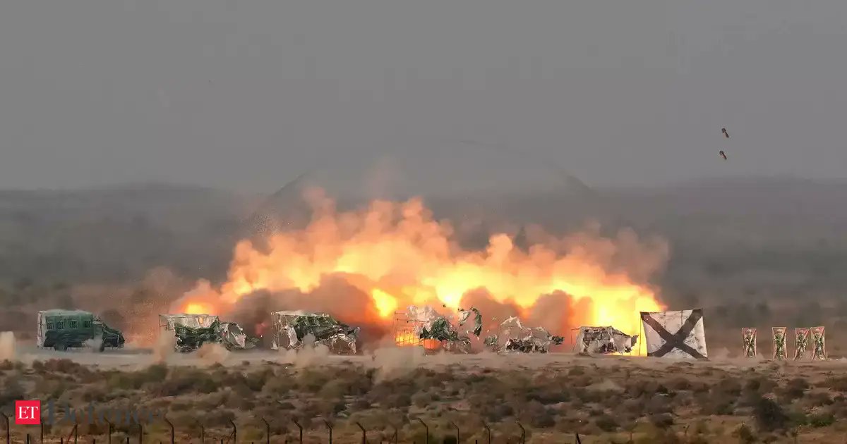 EconomicTimes's tweet card. The integrated tri-service exercise 'Bharat Shakti' at Pokhran on March 12 will showcase the shock and awe, manoeuvre and fighting capabilities of the armed forces. It will demonstrate offensive...