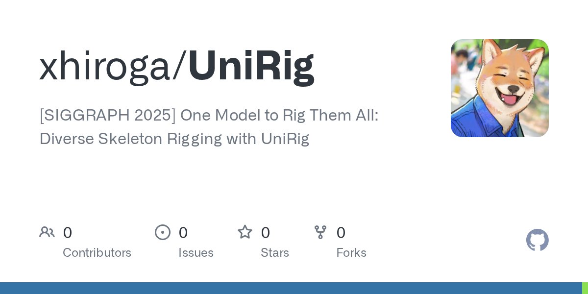 xhiroga's tweet card. [SIGGRAPH 2025] One Model to Rig Them All: Diverse Skeleton Rigging with UniRig - xhiroga/UniRig